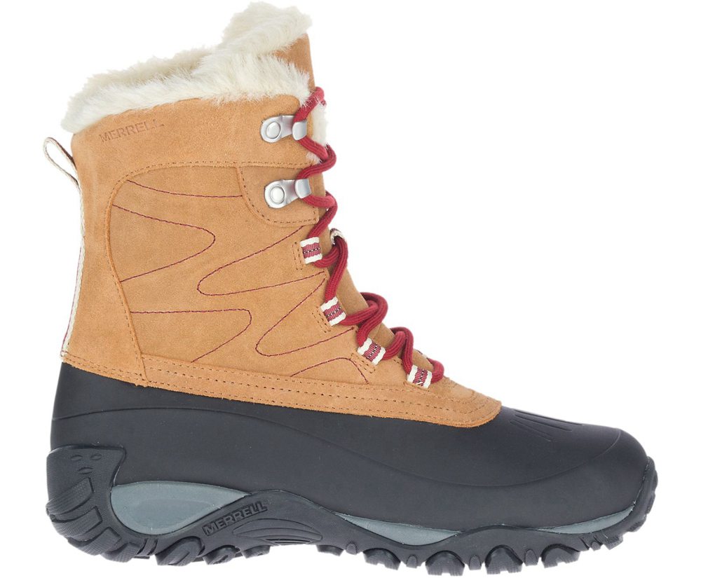 Merrell Boots Khaki/Black - Yokota Polar Waterproof - Womens 42HRDOQFL